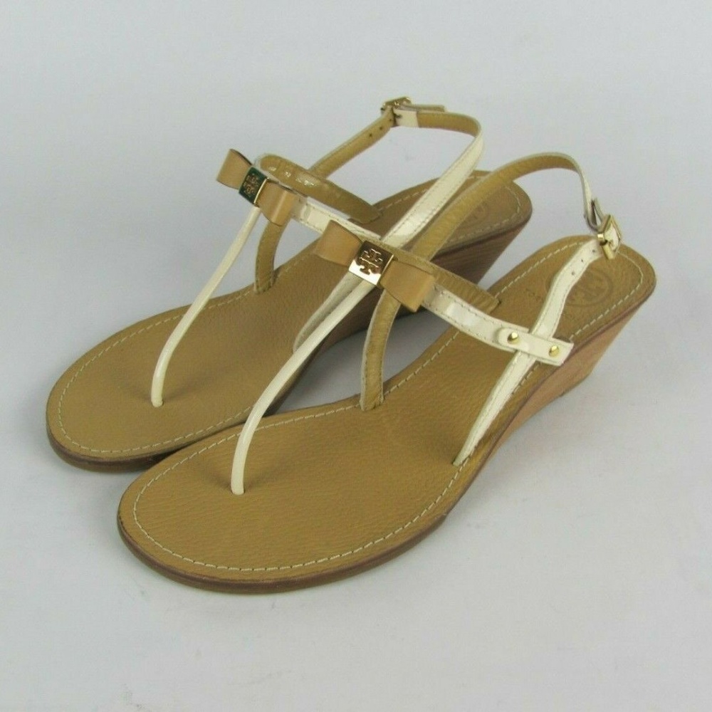 TORY BURCH Womens 9.5 M Nude Wedge Sandals